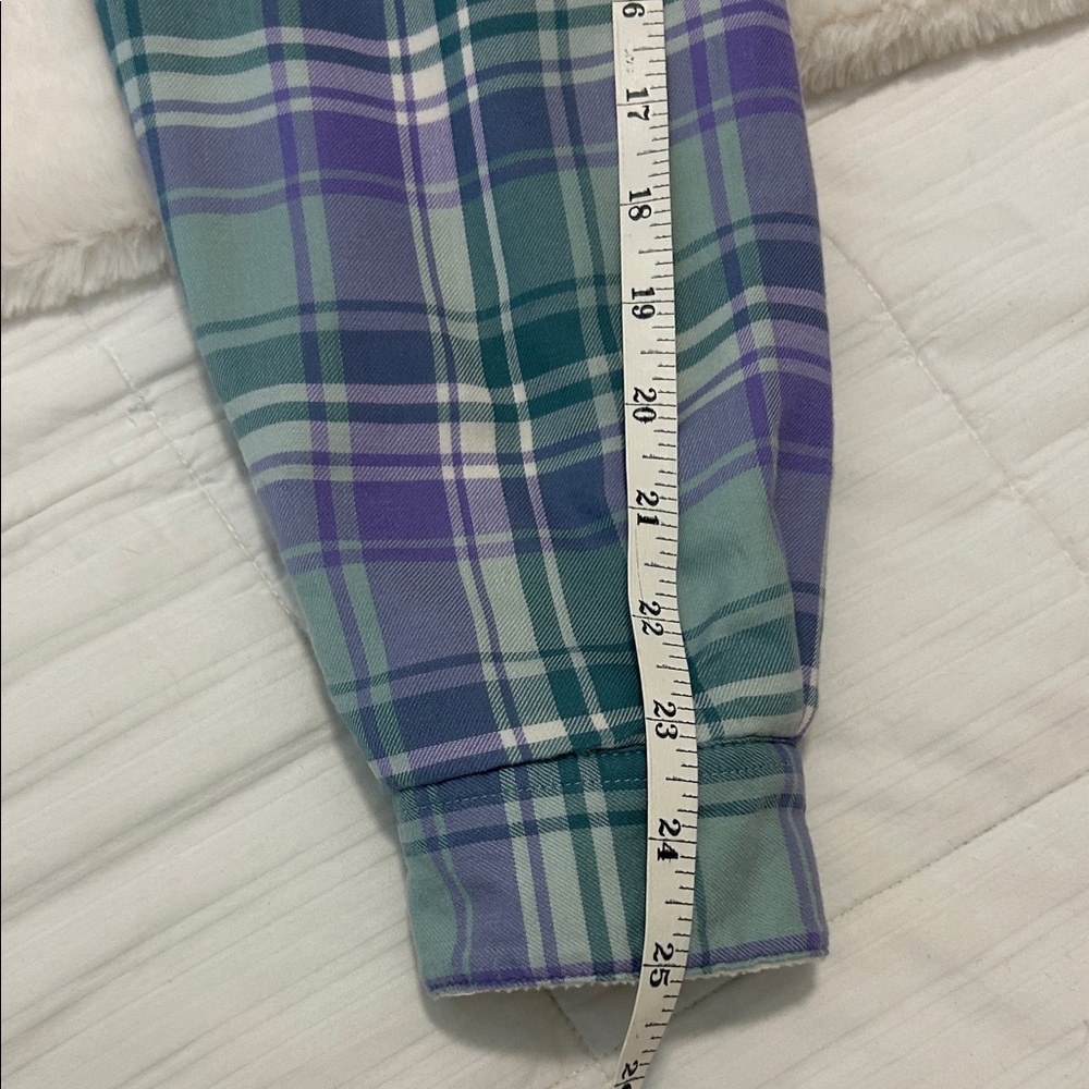 L.L. Bean Women's Fleece-Lined Flannel Plaid Shirt Jacket Size Large - Picture 12 of 14